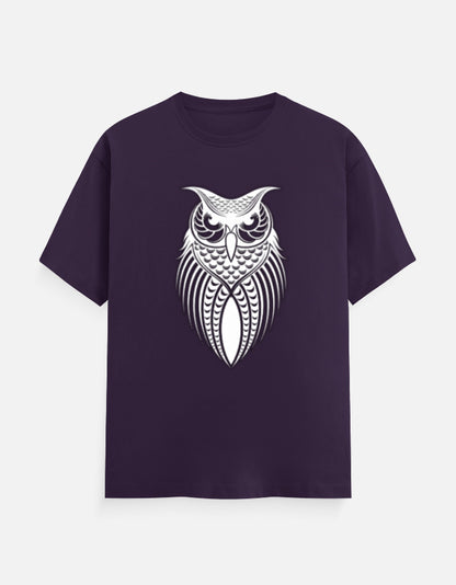 Unisex Classic Crew T-Shirt – Owl Halftone Design Purple GlowZonePrints