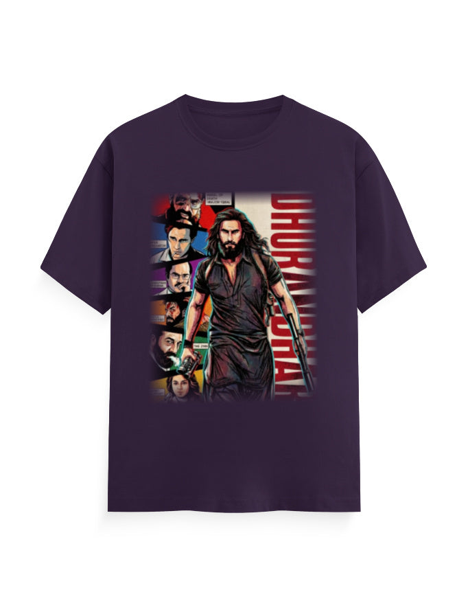 Unisex Crew T-Shirt - Dhurandhar(B) Purple GlowZonePrints