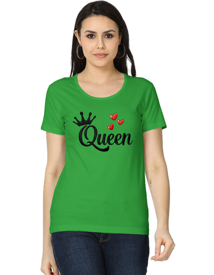 Women's Classic T-Shirt - Queen - Embroidery Edition Flag Green GlowZonePrints
