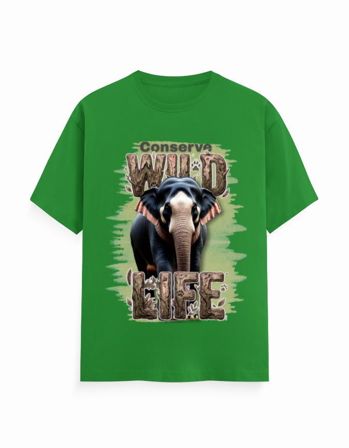 Unisex Classic Crew T-Shirt – Conserve Wild Life Flag Green GlowZonePrints