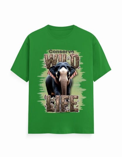 Unisex Classic Crew T-Shirt – Conserve Wild Life Flag Green GlowZonePrints
