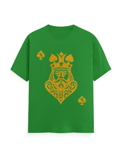 Unisex Classic Crew T-Shirt – Card King heart Flag Green GlowZonePrints