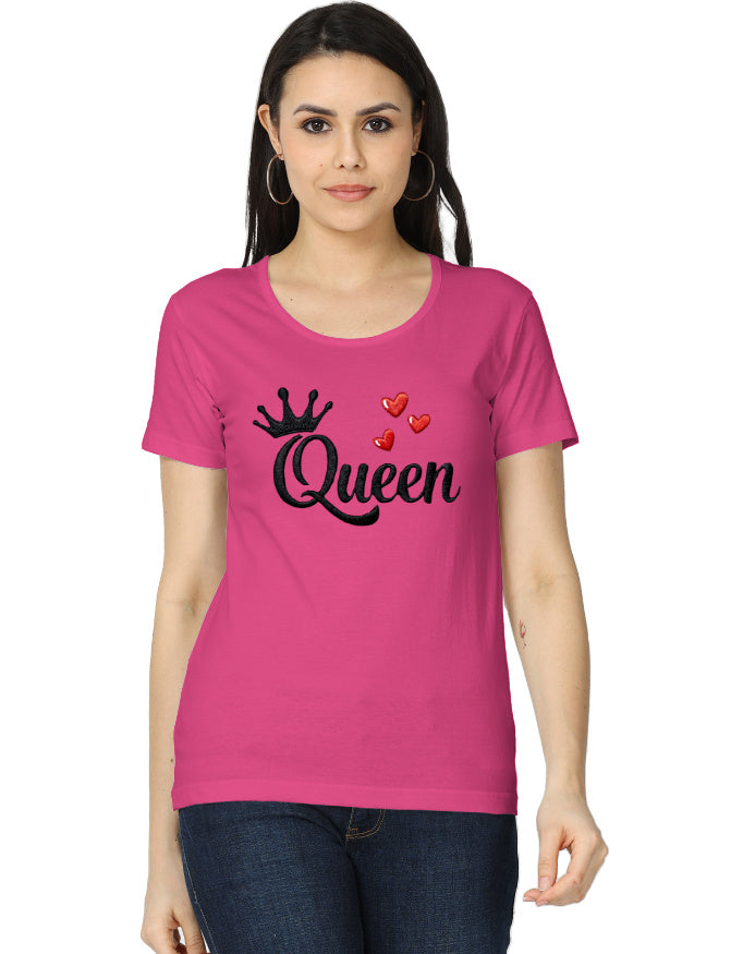 Women's Classic T-Shirt - Queen - Embroidery Edition Pink GlowZonePrints