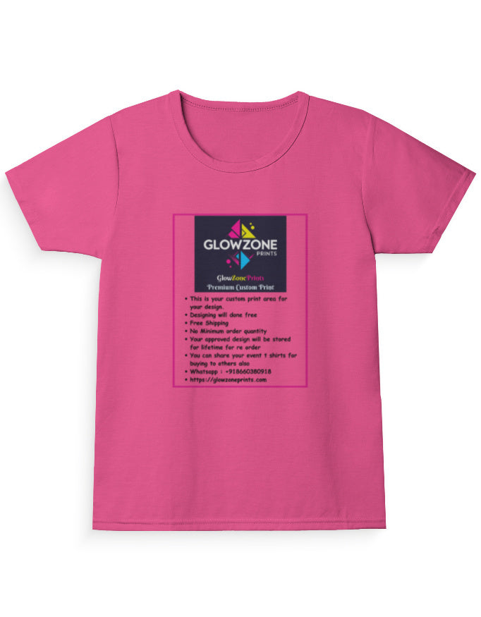 Girl's Crew Neck T-Shirt (Custom Print) Pink GlowZonePrints