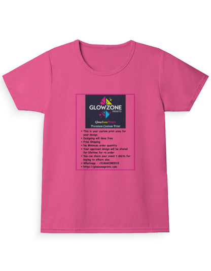 Girl's Crew Neck T-Shirt (Custom Print) Pink GlowZonePrints