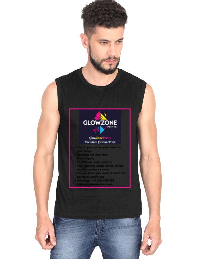 Men's Sleeveless T-Shirt | MS36 (Custom Print) Black GlowZonePrints