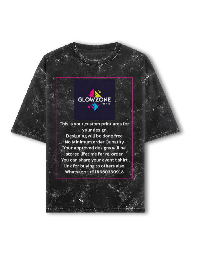 Unisex Acid Washed Oversized Tee (Custom Print) Black GlowZonePrints