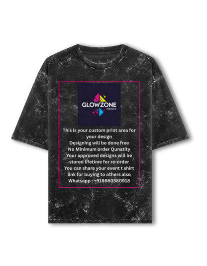Unisex Acid Washed Oversized Tee (Custom Print) Black GlowZonePrints