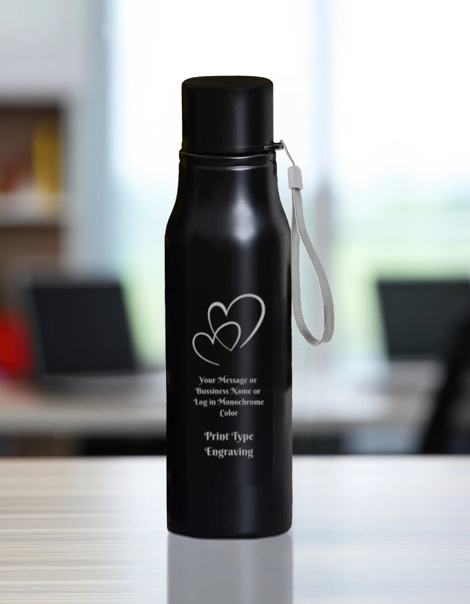 Water Bottle | 750ml (Custom Engraving) Black 750 ML GlowZonePrints