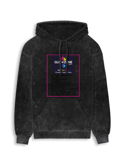 Unisex Acid Washed Hoodie | UH62 (Custom Prints) Black GlowZonePrints