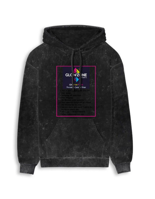 Unisex Acid Washed Hoodie | UH62 (Custom Prints) Black GlowZonePrints