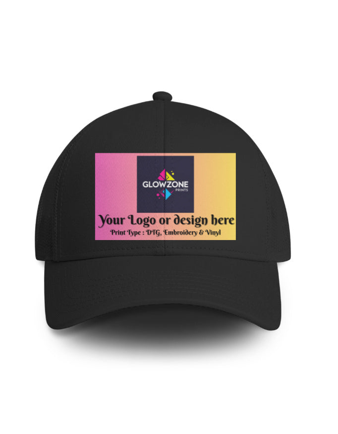 Unisex Trucker Cap | TC55 (Custom Prints) Black Standard GlowZonePrints
