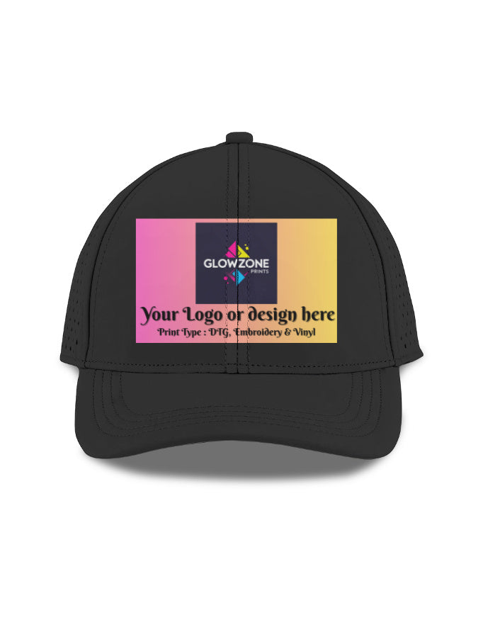 Unisex Sports Cap |SP45 (Custom Print) Black Standard GlowZonePrints