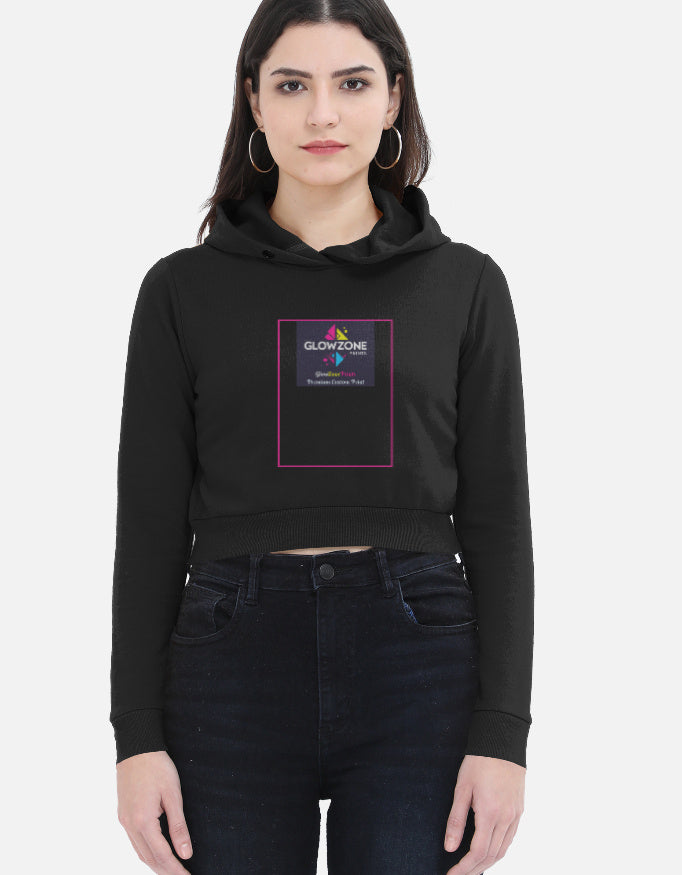 Female Cropped Hoodie | FC32 (Custom Print) Black GlowZonePrints
