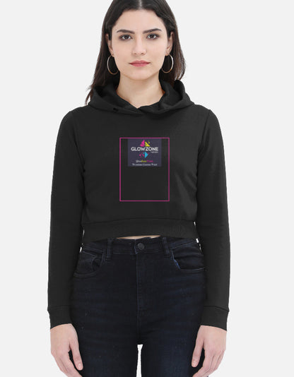 Female Cropped Hoodie | FC32 (Custom Print) Black GlowZonePrints