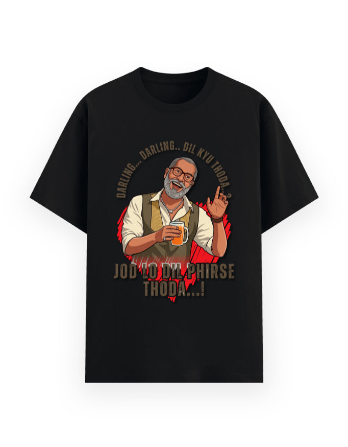 Unisex Basic T-Shirt – Darling Darling Dil Kyu Thoda.? Black GlowZonePrints