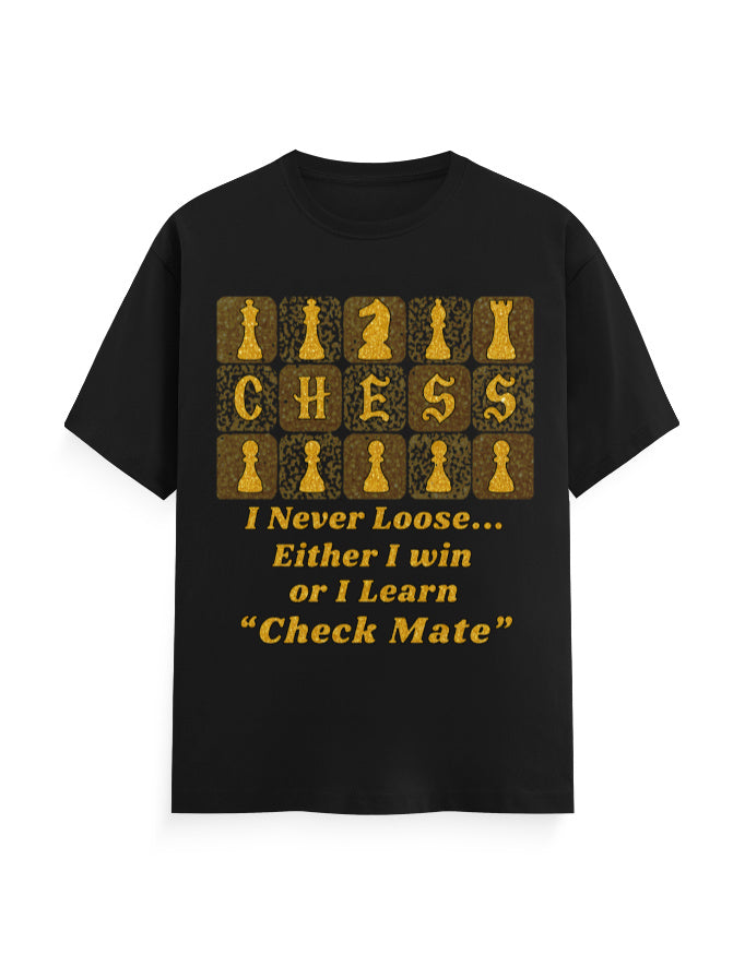 Unisex Classic Crew T-Shirt – Chess (Gold Edition) Black GlowZonePrints
