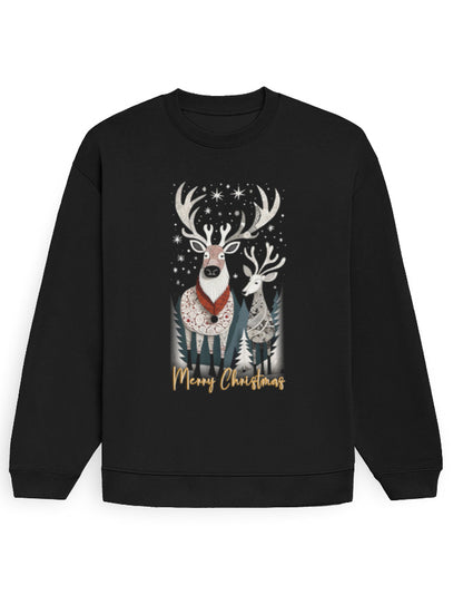 Unisex Oversized Sweatshirt Reindeer – Merry Christmas Edition | UH35 Black GlowZonePrints