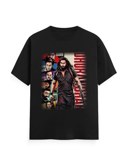 Unisex Crew T-Shirt - Dhurandhar(B) Black GlowZonePrints