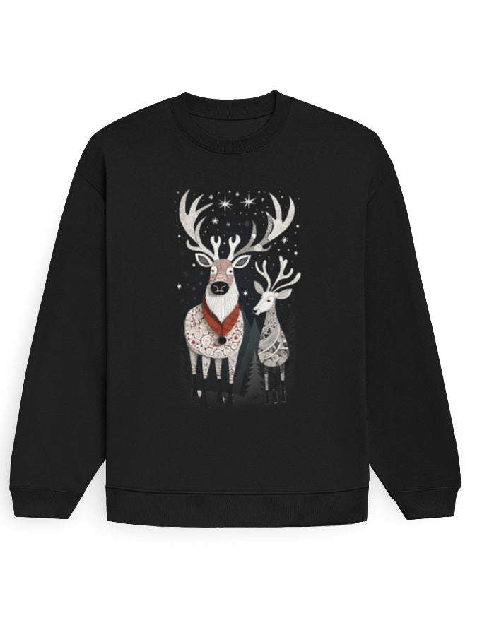 Unisex Oversized Sweatshirt Reindeer | UH35 Black GlowZonePrints