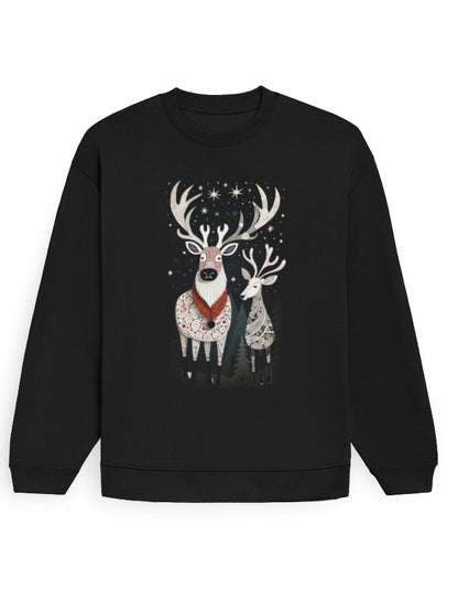 Unisex Oversized Sweatshirt Reindeer | UH35 Black GlowZonePrints