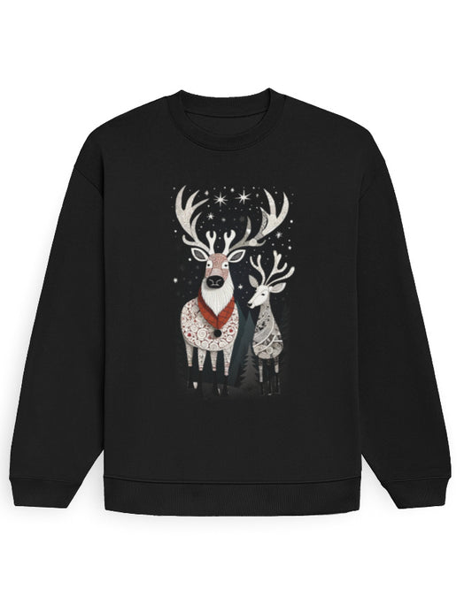 Unisex Oversized Sweatshirt Reindeer | UH35 Black GlowZonePrints