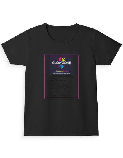 Girl's Crew Neck T-Shirt (Custom Print) Black GlowZonePrints