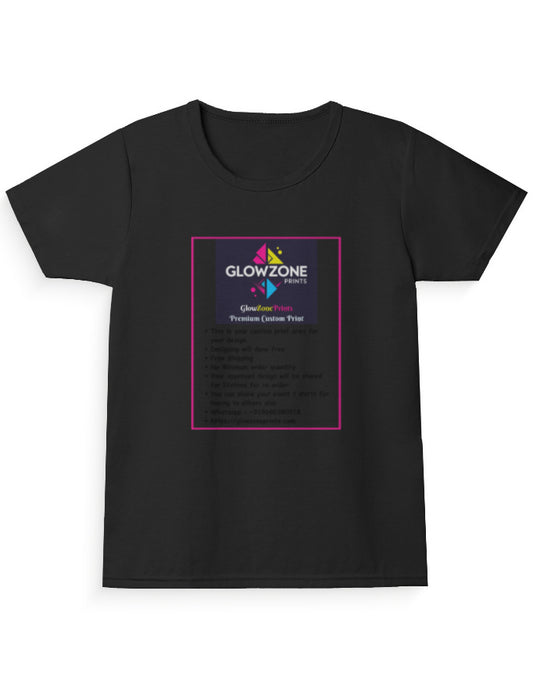 Girl's Crew Neck T-Shirt (Custom Print) Black GlowZonePrints