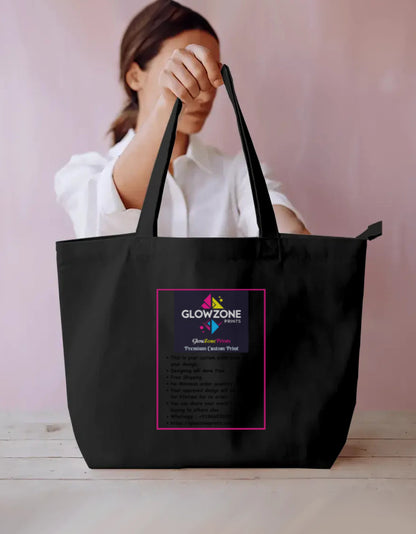 Everyday Large Tote Bag (Custom Print) Black Standard GlowZonePrints