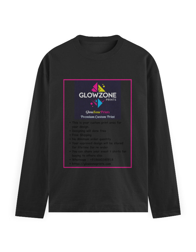 Men's Full Sleeve T-Shirt | MF31 (Custom Print) Black GlowZonePrints
