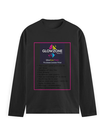 Men's Full Sleeve T-Shirt | MF31 (Custom Print) Black GlowZonePrints
