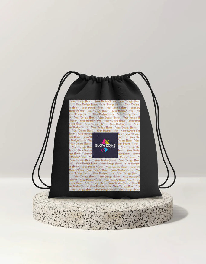 Drawstring Bag (Custom Print) Black Standard GlowZonePrints