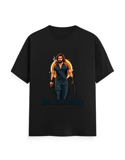 Unisex Crew T-Shirt – Dhurandhar(D) Black GlowZonePrints