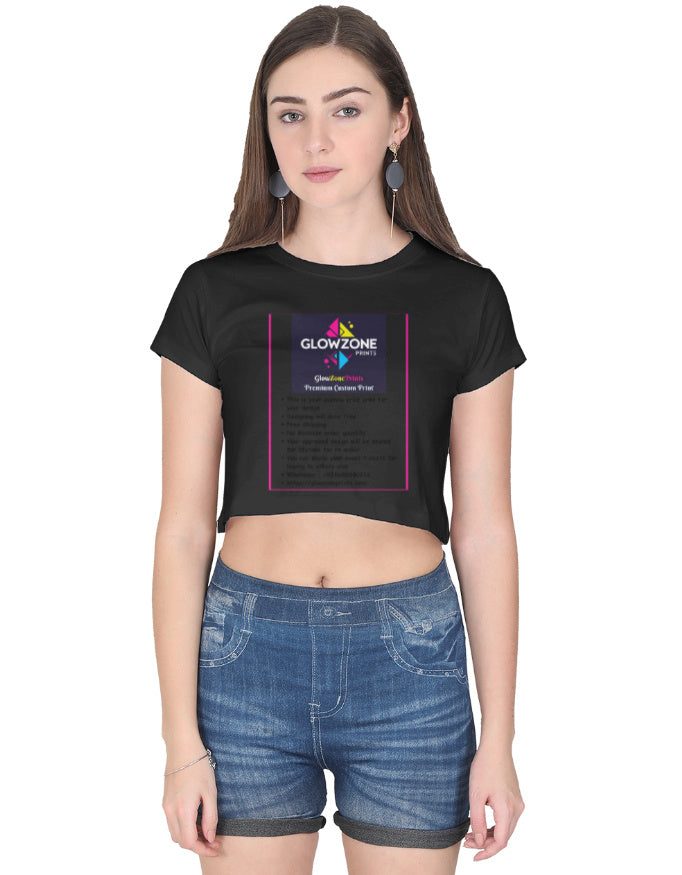 Female Crop Top | FC39 (Custom Print) Black GlowZonePrints