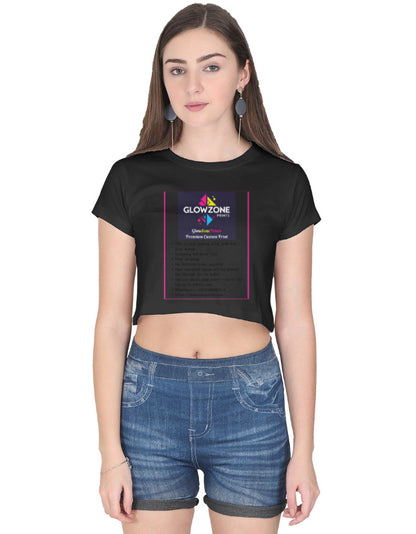 Female Crop Top | FC39 (Custom Print) Black GlowZonePrints