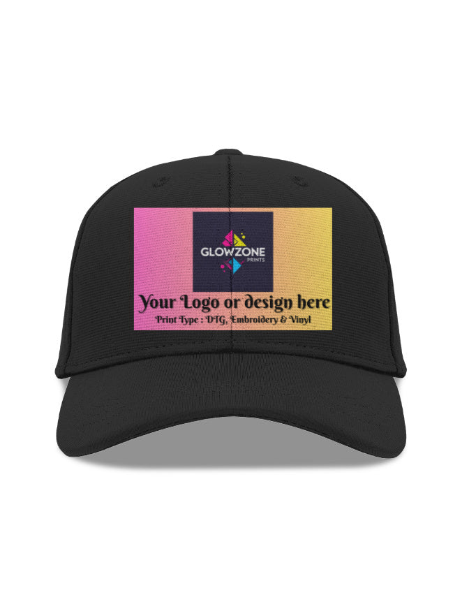 Unisex BaseBall Ottoman Cap | BC50 (Custom Print) Black Standard GlowZonePrints