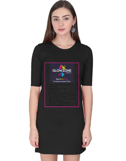 Female T-Shirt Dress | FC43 (Custom Print) Black GlowZonePrints
