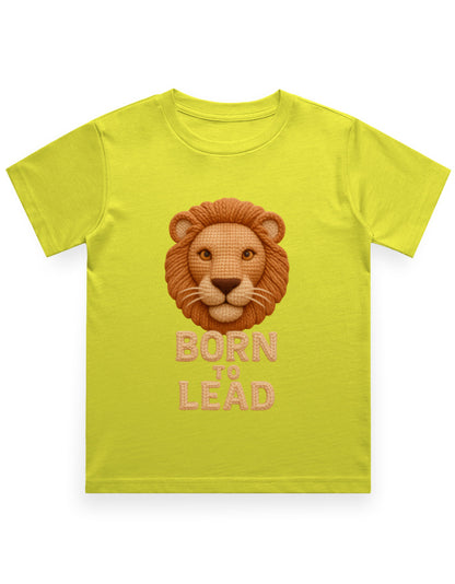 Kids Crew Neck T-Shirt – Born to Lead Lion Edition New Yellow GlowZonePrints