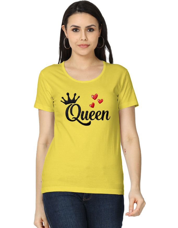 Women's Classic T-Shirt - Queen - Embroidery Edition New Yellow GlowZonePrints