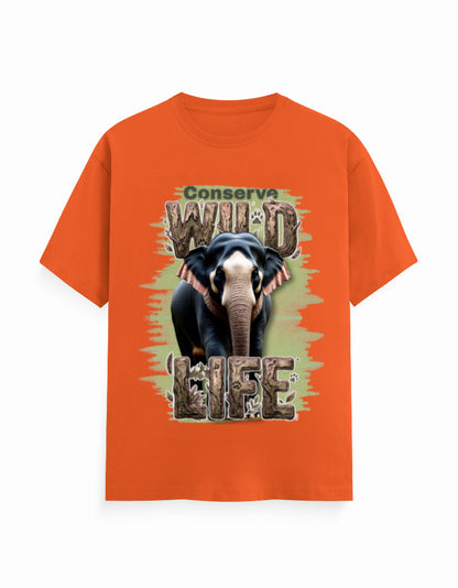 Unisex Classic Crew T-Shirt – Conserve Wild Life Orange GlowZonePrints