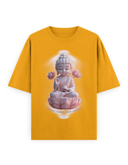 Peace Oversized T-Shirt | BP01 Golden Yellow GlowZonePrints