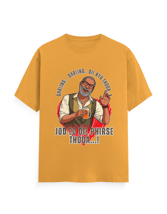 Unisex Classic Crew T-Shirt – Darling Darling Dil Kyu Thoda.? Golden Yellow GlowZonePrints