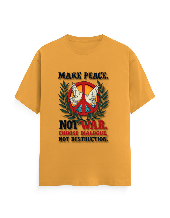 Unisex Crew T-Shirt - Make Peace Golden Yellow GlowZonePrints