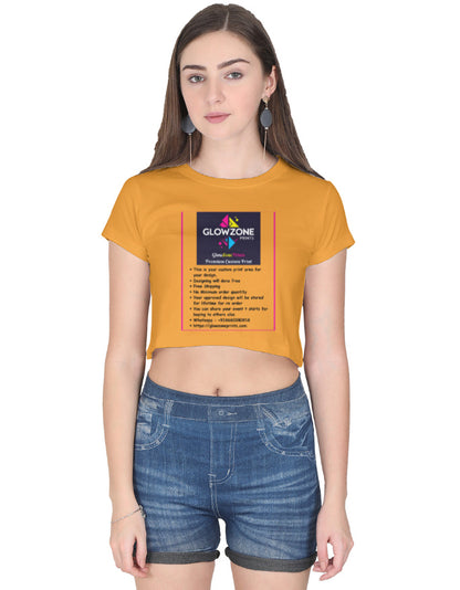 Female Crop Top | FC39 (Custom Print) Golden Yellow GlowZonePrints