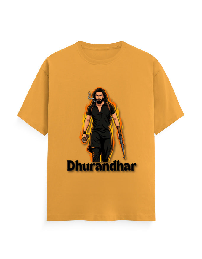 Unisex Crew T-Shirt - Dhurandhar(A) Golden Yellow GlowZonePrints