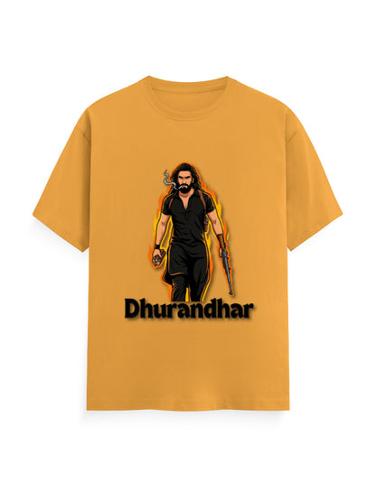 Unisex Crew T-Shirt - Dhurandhar(A) Golden Yellow GlowZonePrints