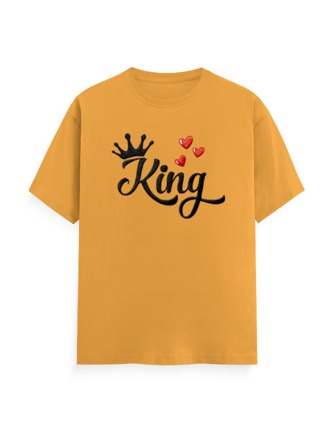Unisex Classic Crew T-Shirt - King - Embroidery Golden Yellow GlowZonePrints