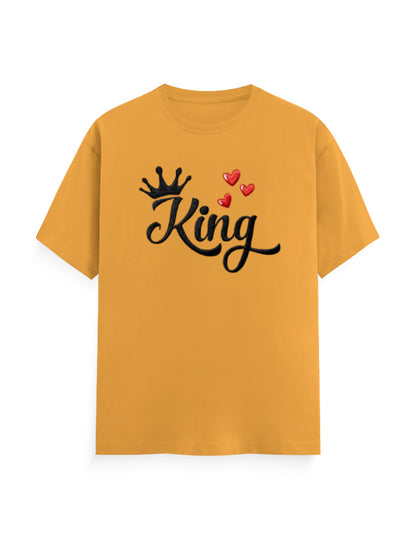 Unisex Classic Crew T-Shirt - King - Embroidery Golden Yellow GlowZonePrints