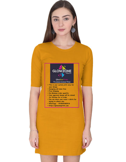 Female T-Shirt Dress | FC43 (Custom Print) Golden Yellow GlowZonePrints