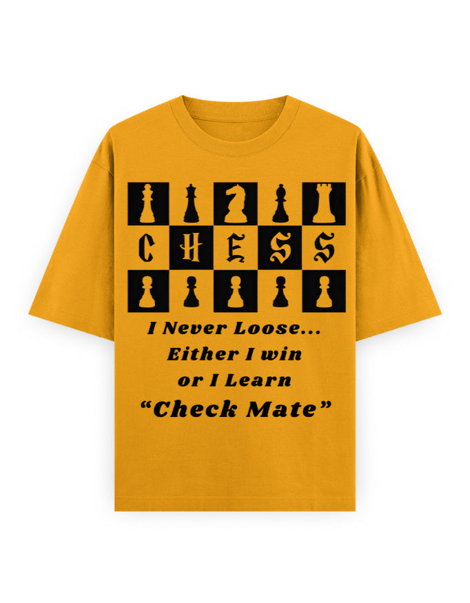 Unisex Oversized Classic T-Shirt – Chess (Black Edition) Golden Yellow GlowZonePrints